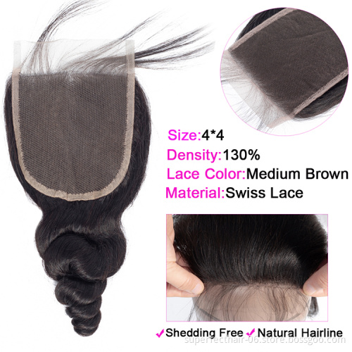 Factory Wholesale Cuticle Aligned Grade 10A Peruvian Loose Wave Virgin Remy Hair Bundles With Closure